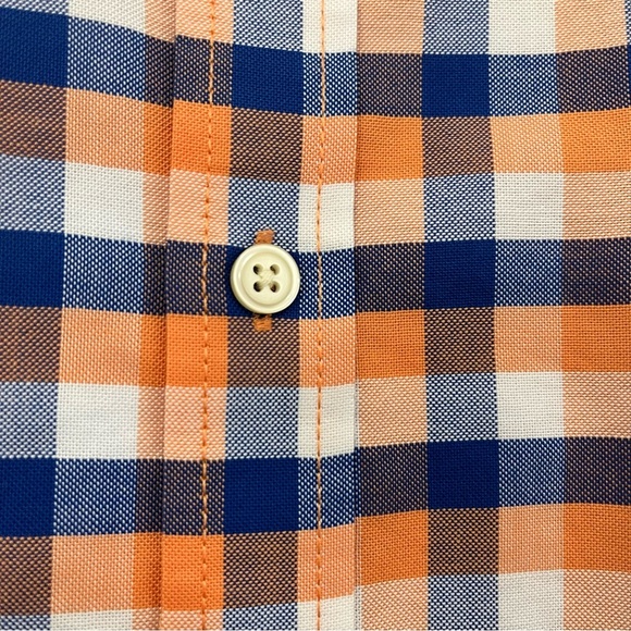 St John’s Bay Orange Check Button Short Sleeve Shirt - Picture 5 of 10